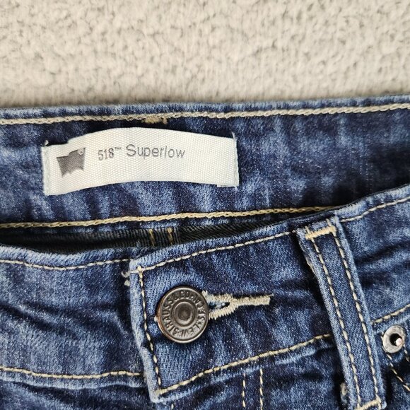 Levi's 518 Jeans Women's 9S Bootcut Super Low Rise Dark Wash Blue Ladies Pants - Picture 3 of 11